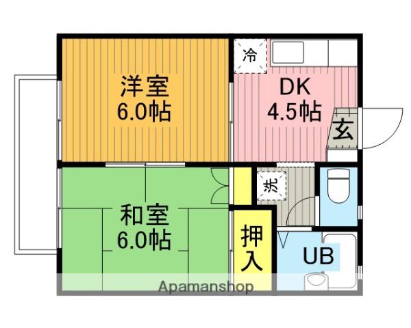 グリーンパークフラッツ(2DK/1階)の間取り写真