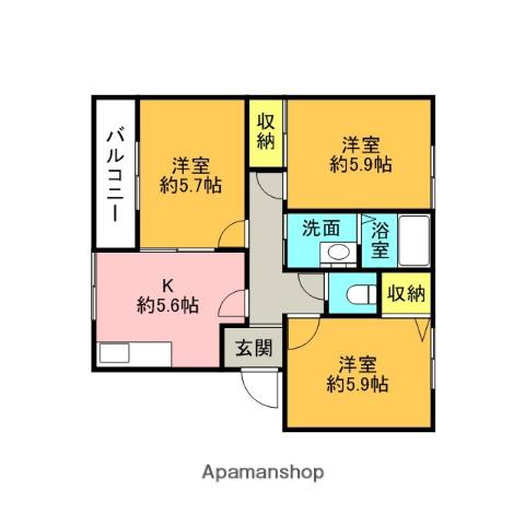 パークハイツ東町(3DK/2階)の間取り写真