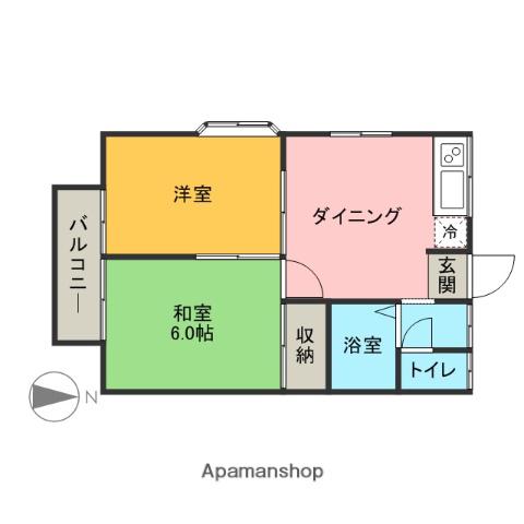 ピュアコート人形(2DK/2階)の間取り写真