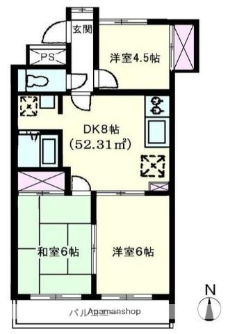 バロワール西上尾2(3DK/1階)の間取り写真