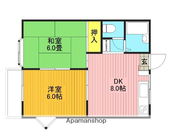 メゾン日の出Ⅱ(2DK/1階)の間取り写真