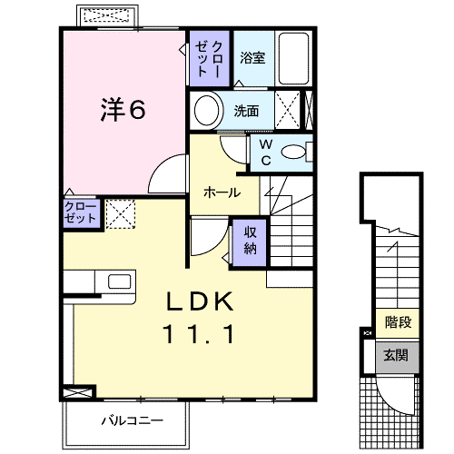 サンリット・ガーデンA(1LDK/2階)の間取り写真