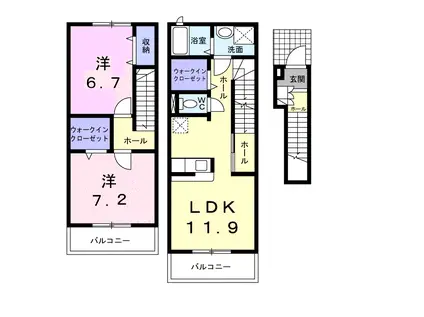 ドリーム KⅡ(2LDK/2階)の間取り写真