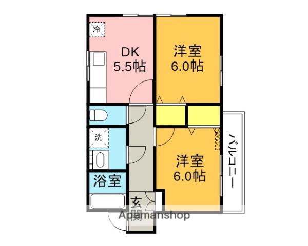 パークアヴェニュー(2DK/3階)の間取り写真