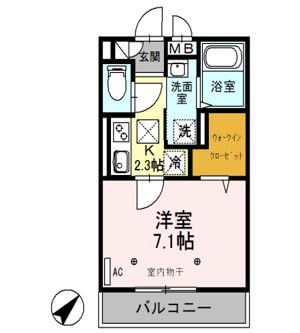 高崎線 桶川駅 徒歩8分 3階建 築8年(1K/1階)の間取り写真