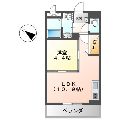 マロンコート(1LDK/3階)の間取り写真
