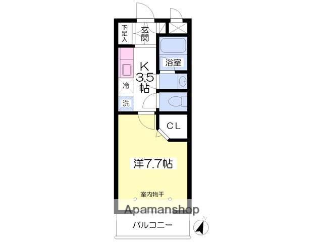 スプリングサニー(1K/3階)の間取り写真