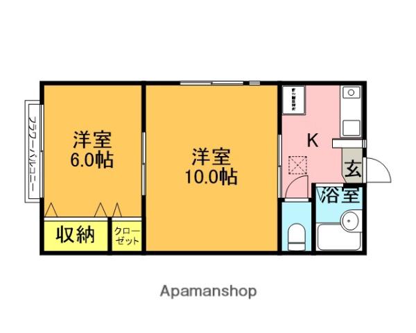 グリーンハウス(2K/2階)の間取り写真