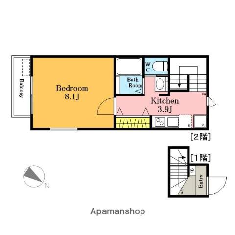 キャメル鴻巣(1K/2階)の間取り写真