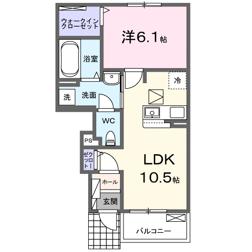 ノッテ ステラ—タ(1LDK/1階)の間取り写真