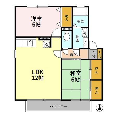 ハイツサンバレー(2LDK/2階)の間取り写真