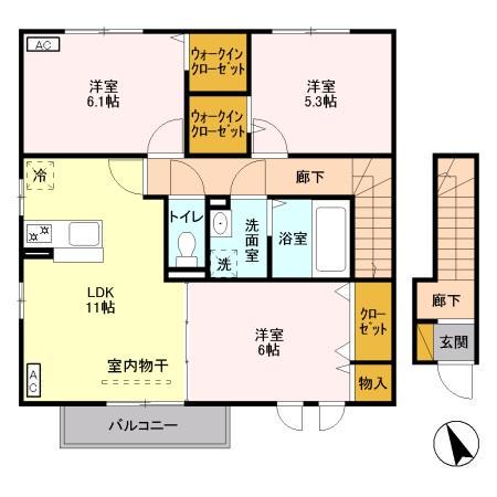 レジデンス2(3LDK/2階)の間取り写真