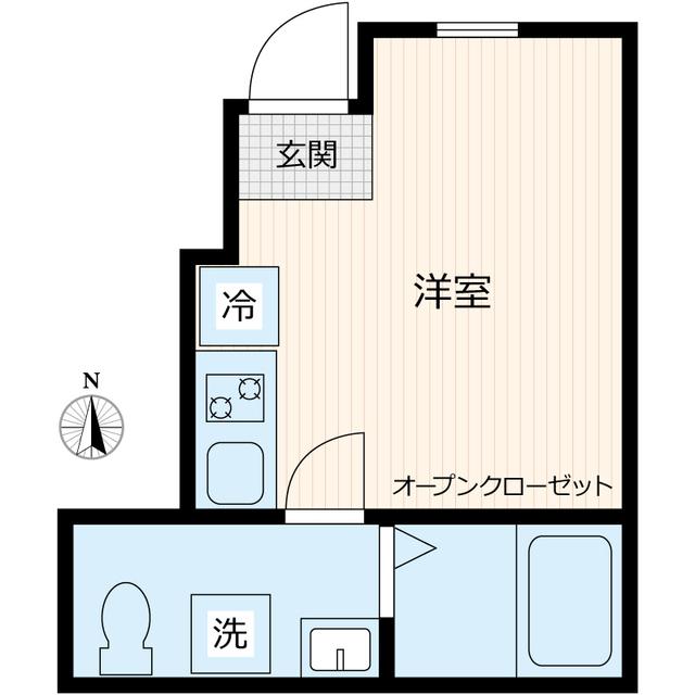 新緑とすみれのフィオーレ(ワンルーム/1階)の間取り写真