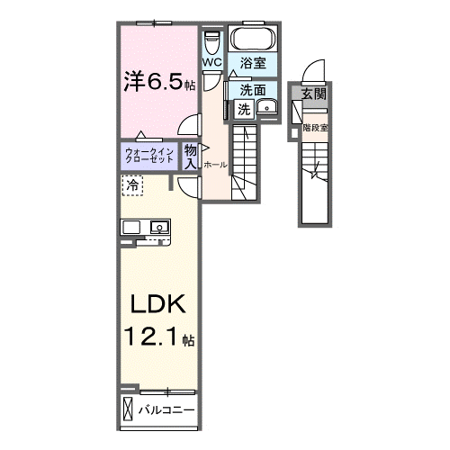 サニー ウエスト(1LDK/2階)の間取り写真