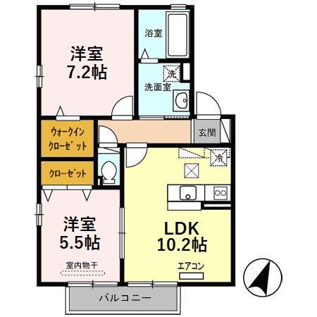 パドックA(2LDK/1階)の間取り写真