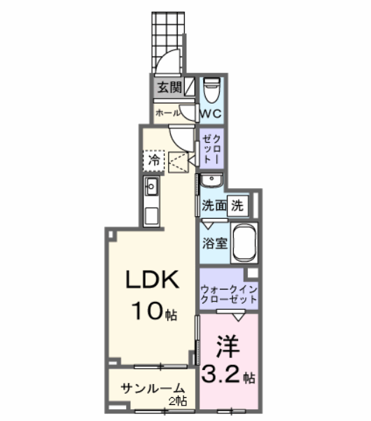 高崎線 北本駅 バス乗車時間：5分 丸子バス停で下車 徒歩3分 3階建 新築(1LDK/1階)の間取り写真