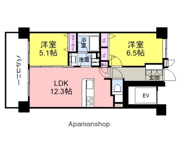 プレディアンスフォート北本ライズ(2LDK/4階)の間取り写真
