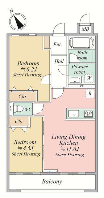 MOCXION KAWA(2LDK/3階)の間取り写真