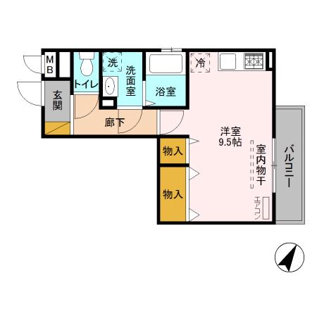 トロイメライ(ワンルーム/3階)の間取り写真