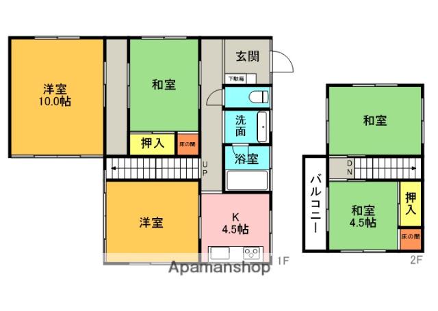 湘南新宿ライン高海 吹上駅(埼玉) 徒歩12分 2階建 築59年(5DK)の間取り写真