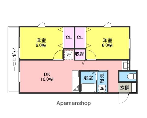 INA WING8(2DK/1階)の間取り写真