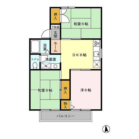 メゾンアルファ(2LDK/2階)の間取り写真