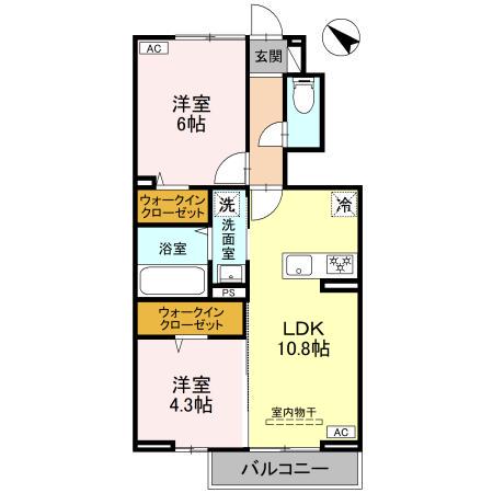 CLASSEUM桶川泉 II(2LDK/1階)の間取り写真