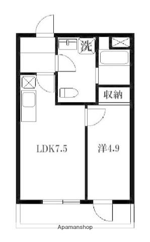 COMODO上尾本町(1LDK/2階)の間取り写真