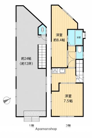 高崎線 上尾駅 徒歩53分 2階建 築32年(2K)の間取り写真