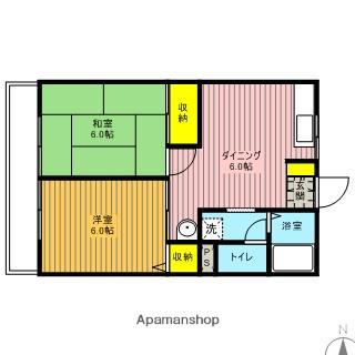 シティハイムコーポ大木(2DK/1階)の間取り写真