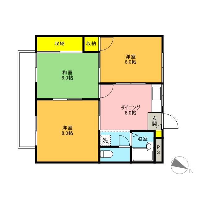 レジェンド末広A・B(3DK/1階)の間取り写真