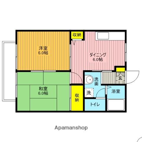 ディアス北上尾(2DK/2階)の間取り写真