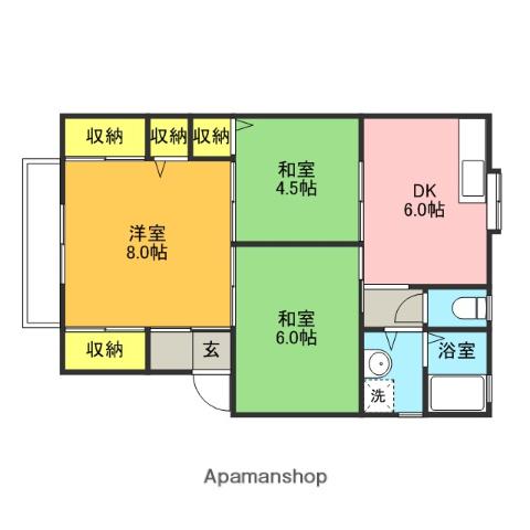 ラフォーレASUKA(3DK/2階)の間取り写真