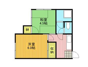 青葉荘(2K/2階)の間取り写真