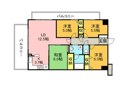 エクシオ中浦和レジデンス(4LDK/6階)の間取り写真