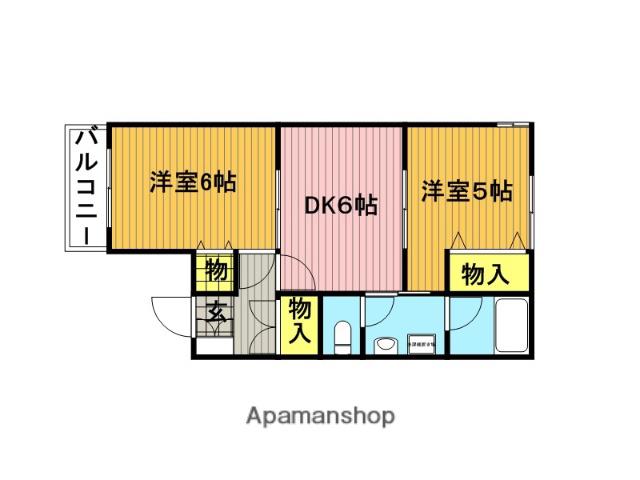 サニーハイム(2DK/2階)の間取り写真