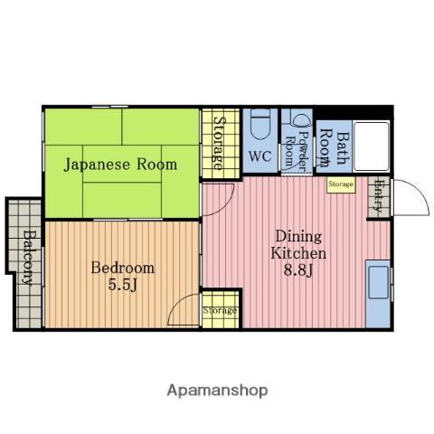 ビューテラス芝原B(2DK/2階)の間取り写真