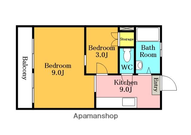 加来ビル(2K/3階)の間取り写真