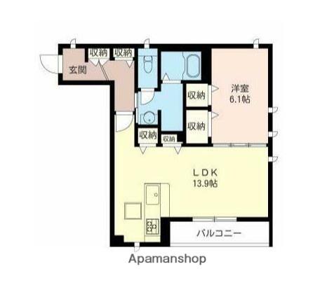 ヴィア浦和常盤(1LDK/1階)の間取り写真