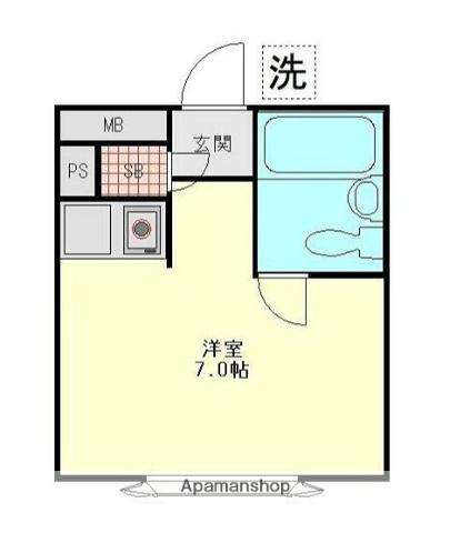 あるる岸町(ワンルーム/2階)の間取り写真