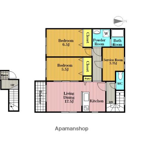ルミエール吉岡(2SLDK/2階)の間取り写真