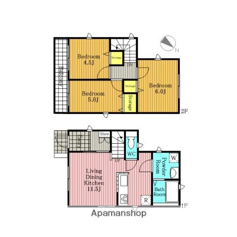 京浜東北・根岸線 北浦和駅 バス乗車時間：19分 北宿バス停で下車 徒歩3分 2階建 築8年(3LDK)の間取り写真