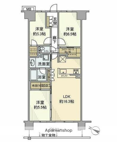 ブランシエラ浦和駒場(3LDK/7階)の間取り写真