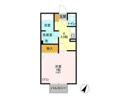 プリシェール桜坂(1K/1階)の間取り写真