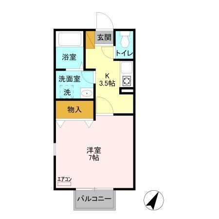 プリシェール桜坂(1K/1階)の間取り写真