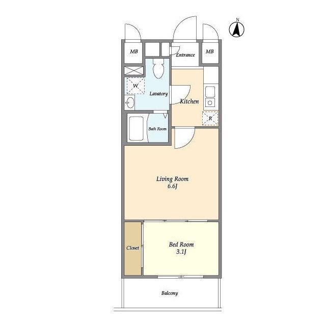 アクシーズタワー浦和岸町Ⅲ(1DK/9階)の間取り写真