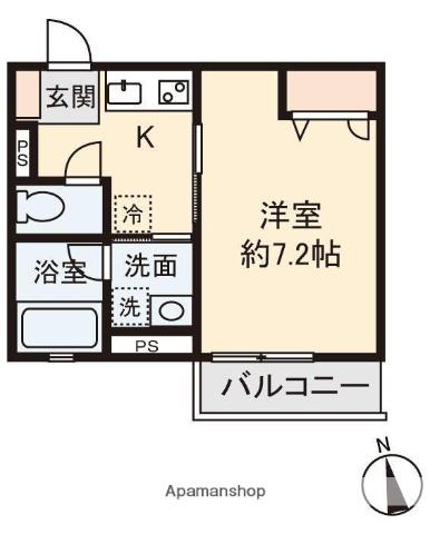 ビータス川口(1K/1階)の間取り写真