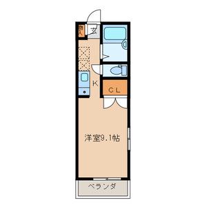 エスポワール元町(ワンルーム/2階)の間取り写真