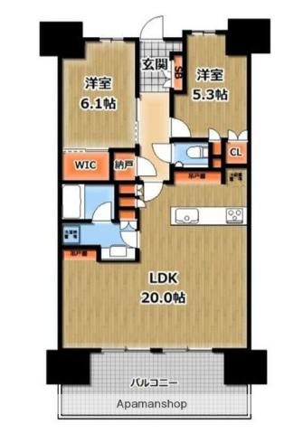 BRILLIA浦和仲町(2LDK/13階)の間取り写真