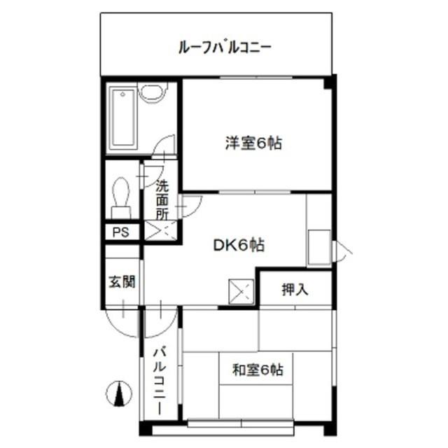 プリムラ浦和Ⅱ(2DK/3階)の間取り写真